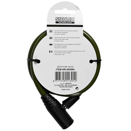 Stahlex Kabelslot - Ø 10 mm x 900 mm - Kleurenmix - Inclusief 2 Sleutels