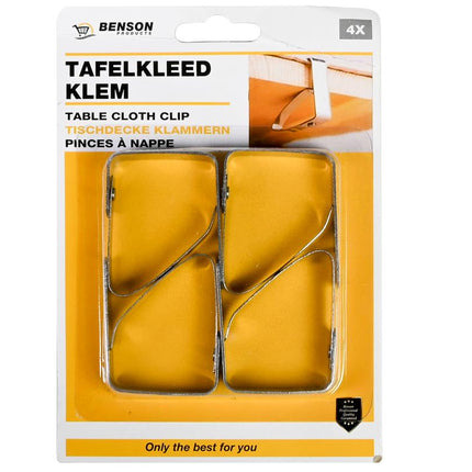 Benson Tafelkleedklemmen - 4-delig - RVS - Verend - Voor Tafels tot 3,5 cm