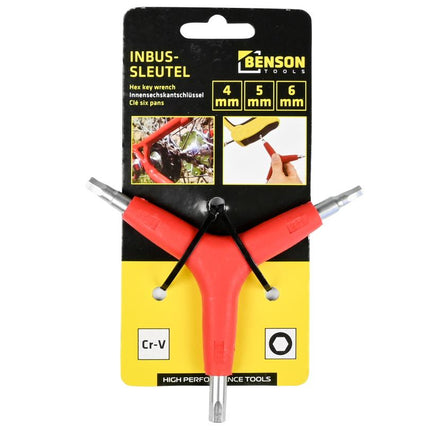 Benson 3-weg Inbussleutel - 4, 5 en 6 mm - Chroom-Vanadium - Kraton Grip