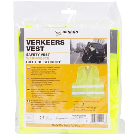 Benson Verstelbaar Veiligheidsvest Geel – Klasse 2 – Reflecterend – EN ISO 20471