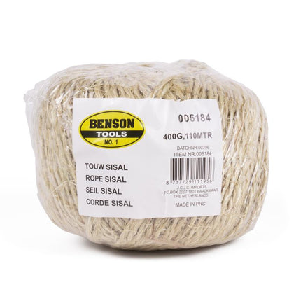 Benson Sisaltouw 400g - 110 Meter - Natuurlijk Bindtouw