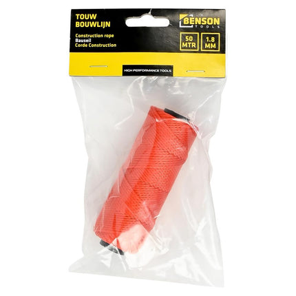 Benson Bouwlijn Oranje 1.8 mm x 50 Meter - Hoogwaardig Nylon