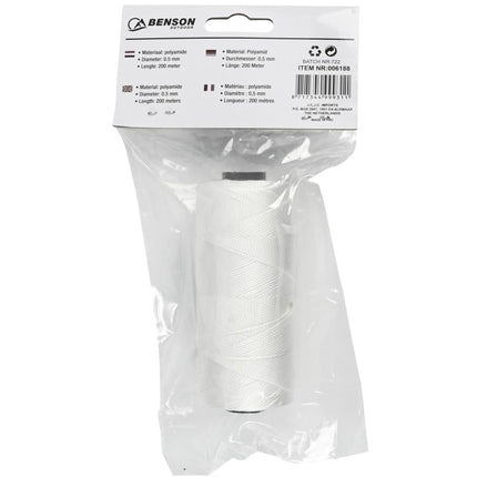Benson Vliegertouw & Metselkoord 0.5 mm x 200 Meter - Wit - Polyamide