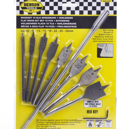 Benson Speedboorset - 10-delig - Inclusief 300 mm Verlengstuk - 6 t/m 32 mm