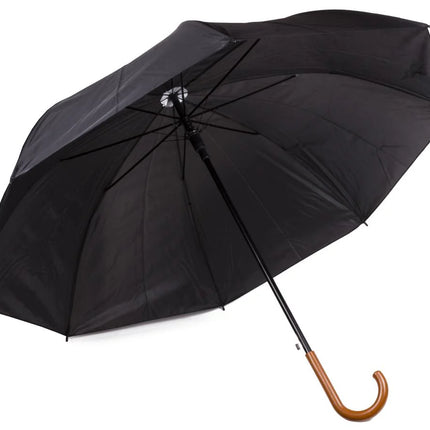 Benson Luxe Zwarte Paraplu – Automatisch – Ø 125 cm – Gebogen Handvat