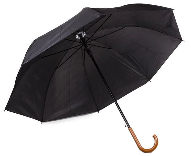 Benson Luxe Zwarte Paraplu – Automatisch – Ø 125 cm – Gebogen Handvat