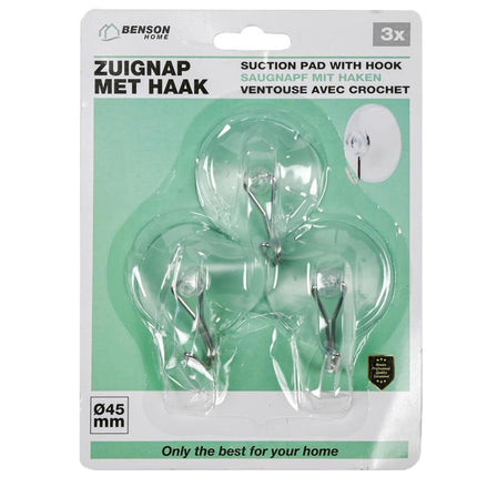 Benson Ophanghaken met Zuignap - Wit - Ø 45 mm - 3-delig