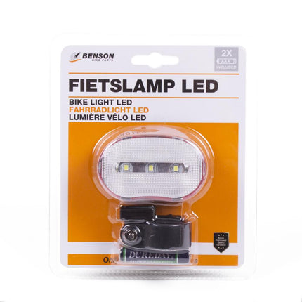 Benson LED Fietskoplamp - 3 LED's - 4 Lux - Wit Licht - Inclusief Batterijen
