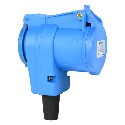 Benson CEE Haakse Contrastekker met Schuko Stopcontact – IP54 – Blauw