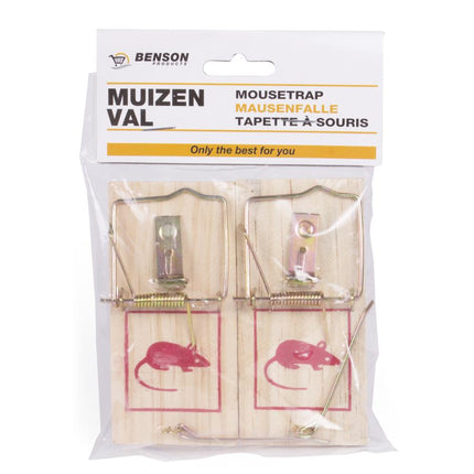 Benson Houten Muizenvallen - Set van 2 - 10 x 5 cm - Ongediertebestrijding