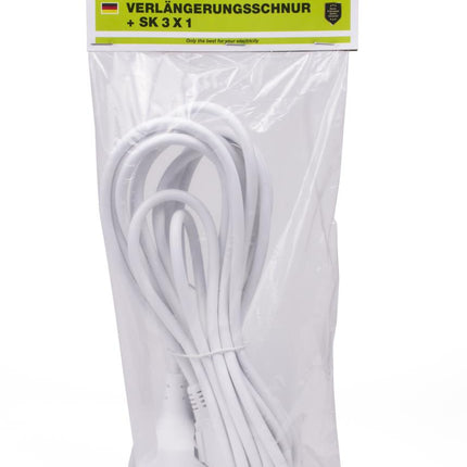 Benson Verlengsnoer – 1-voudig – Randaarde – 5 meter – Wit