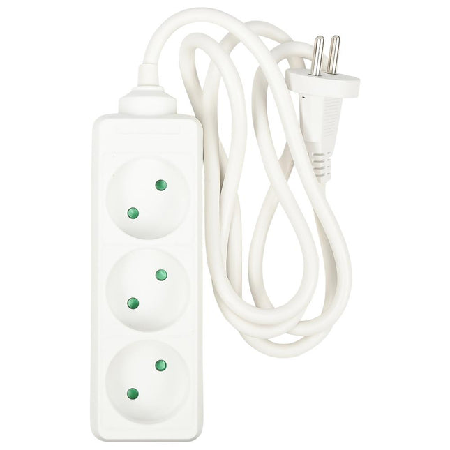 Benson Stekkerdoos – 3-voudig – 1,5 meter – Geaard – Wit