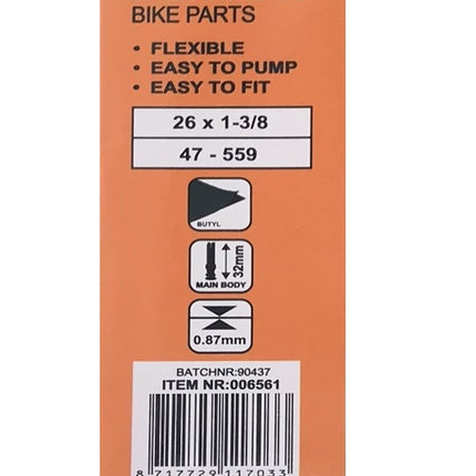 Benson Binnenband 26" - Butyl - 37-590 (26 x 1 3/8) - Dunlop Ventiel