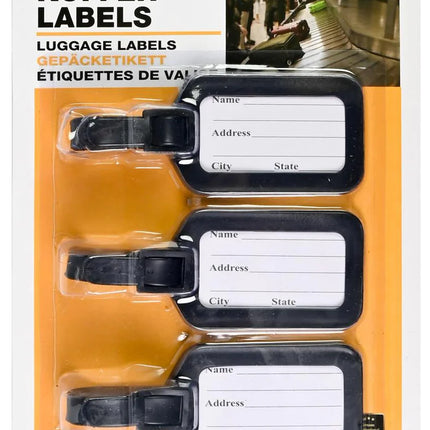 Benson Kofferlabels Zwart - Set van 3 - Kunststof - Adreslabel