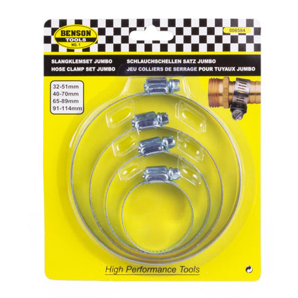 Benson Slangklemmen Set Jumbo – 4-delig – Bandbreedte 14 mm
