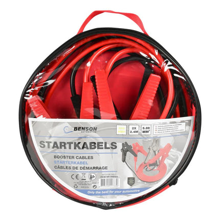 Benson Startkabels – 200 Ampère – 2.4 Meter – Geïsoleerde Klemmen – Inclusief Opbergtas
