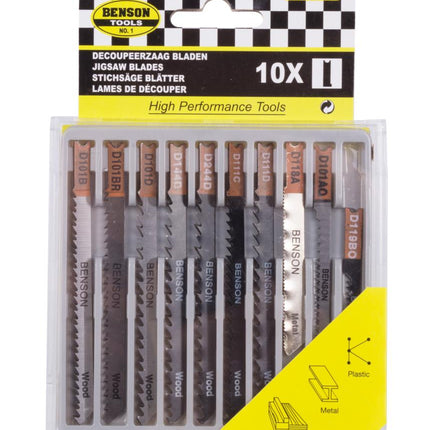 Benson Decoupeerzaagbladen - 10-delig - U-schacht - Hout, Metaal & PVC
