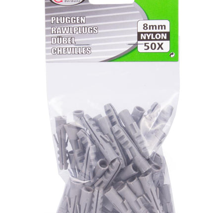 Hofftech Nylon Pluggen – Ø 8 mm – 50 stuks – Weerbestendig