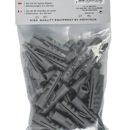 Hofftech Nylon Pluggen – Ø 8 mm – 50 stuks – Weerbestendig