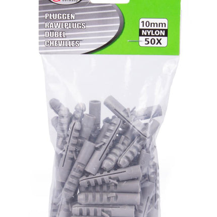 Hofftech Nylon Pluggen – Ø 10 mm – 50 stuks – Voor Zware Bevestigingen