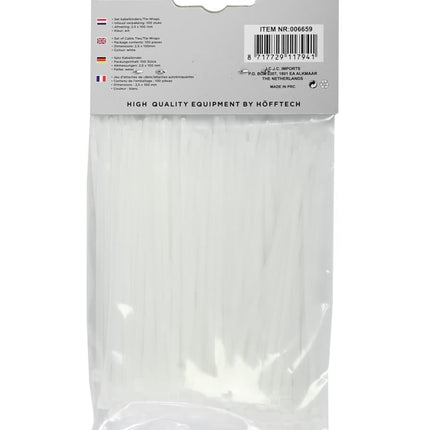 Benson Kabelbinders Wit 2.5 x 100 mm - 100 Stuks - UV-bestendig