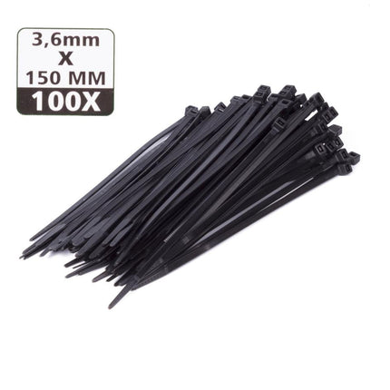 Hofftech Kabelbinders Zwart 3.6 x 150 mm - 100 Stuks - UV-bestendig
