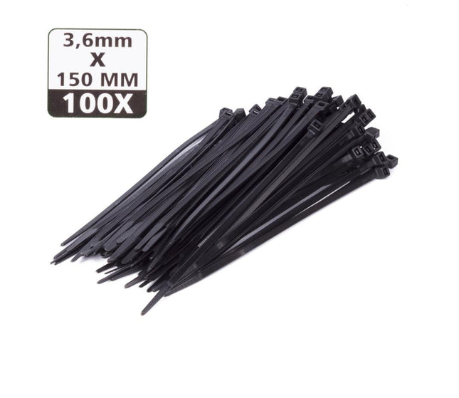 Hofftech Kabelbinders Zwart 3.6 x 150 mm - 100 Stuks - UV-bestendig