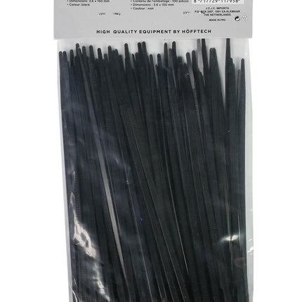 Hofftech Kabelbinders Zwart 3.6 x 150 mm - 100 Stuks - UV-bestendig