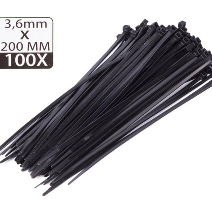 Hofftech Kabelbinders Zwart 3.6 x 200 mm - 100 Stuks - UV-bestendig