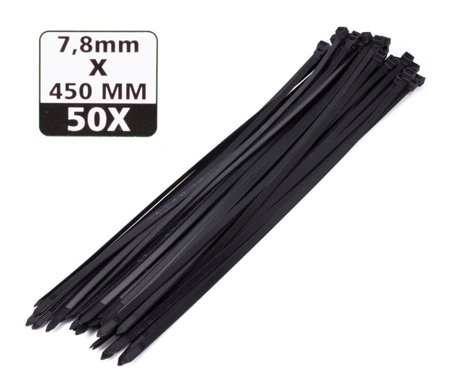 Hofftech Kabelbinders Zwart 7.8 x 450 mm - 50 Stuks - Extra Lang