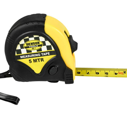 Benson Rolbandmaat – 5 Meter – 19 mm – Rubber – Vergrendelsysteem