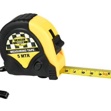 Benson Rolbandmaat – 5 Meter – 19 mm – Rubber – Vergrendelsysteem
