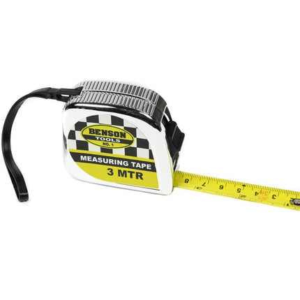 Benson Rolbandmaat 3 meter x 16 mm - Chroom - Slijtvast