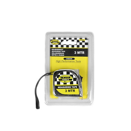 Benson Rolbandmaat 3 meter x 16 mm - Chroom - Slijtvast