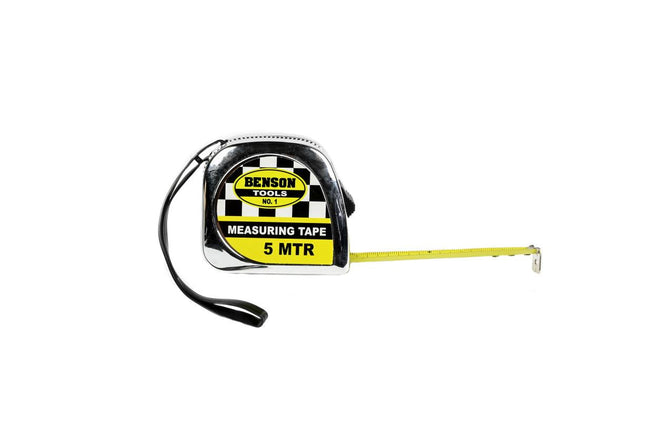 Benson Rolbandmaat 5 meter x 19 mm - Chroom - Slijtvast