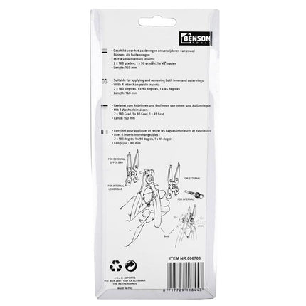 Benson Borgveertang - 160 mm - 4-in-1 Set - Verwisselbare Bekken