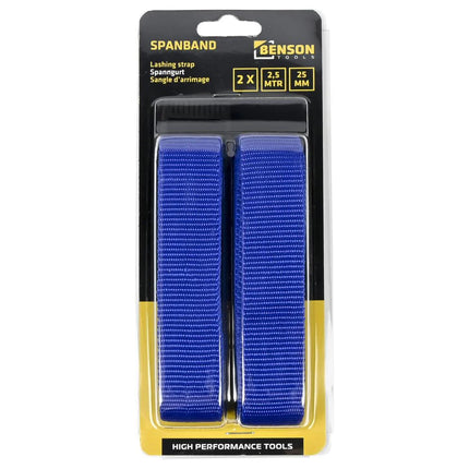 Benson Spanband Set met Klik Systeem – 2,5 Meter – Blauw – 2 Stuks