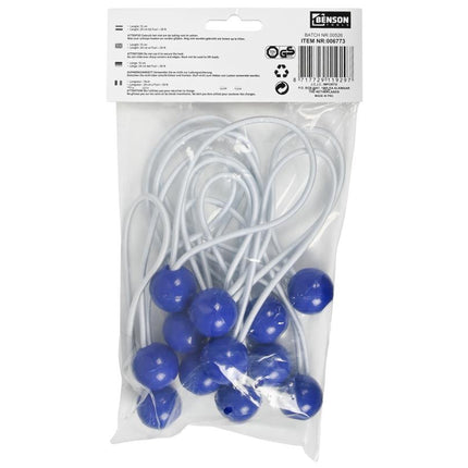 Benson Elastiek met Bal - 150 mm - 12 stuks - Blauw - UV-bestendig