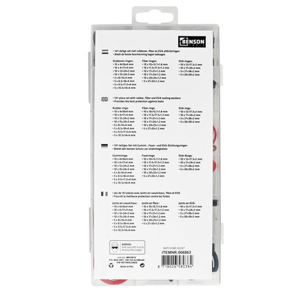 Benson Afdichtingsringen Assortimentsbox – 141-delig – 18 Maten