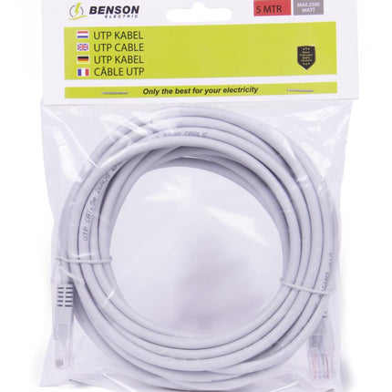 Benson Internetkabel - UTP CAT5e - 5 meter - Grijs - RJ45