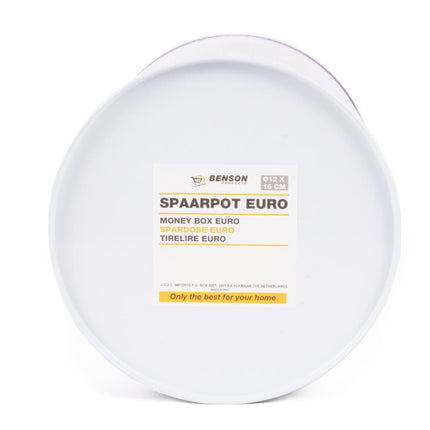 Benson Spaarpot Euro S - Metaal - Ø 7,5 x 11 cm - Eenmalig te Openen