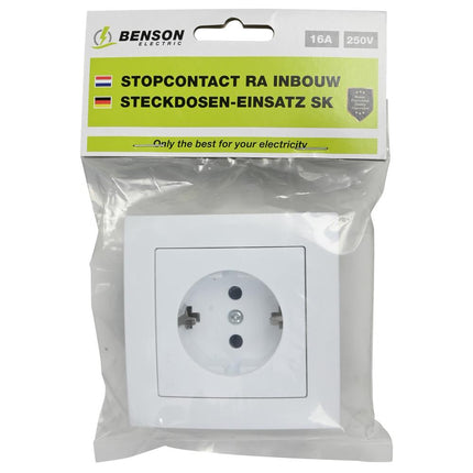 Benson Inbouw Stopcontact – Randaarde – Strak Design – Wit