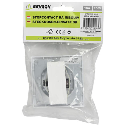 Benson Inbouw Stopcontact – Randaarde – Strak Design – Wit