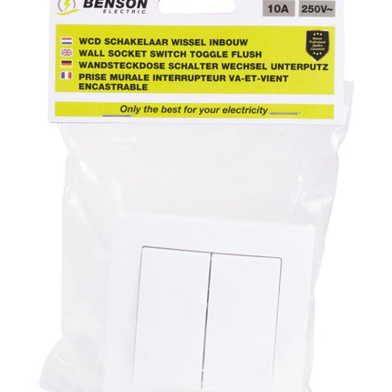 Benson Dubbele Wisselschakelaar – Inbouw – Wit – 250V / 10A