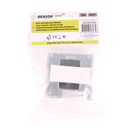 Benson Inbouwschakelaar – Wit – 250V / 10A – IP20