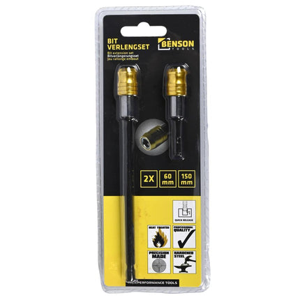 Benson Bit Verlengset - 2-delig - Quick Release Snelwisselsysteem - 60 & 150 mm