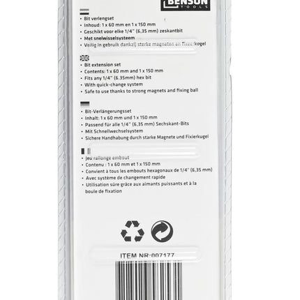 Benson Bit Verlengset - 2-delig - Quick Release Snelwisselsysteem - 60 & 150 mm