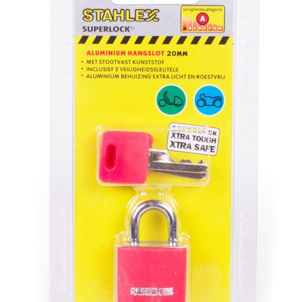 Stahlex Hangslot – 20 mm – Aluminium – Lichtgewicht – 2 Sleutels