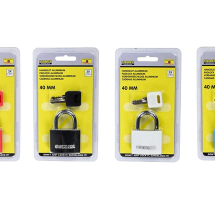 Stahlex Aluminium Hangslot – 40 mm – Gekleurde Mix – 2 Sleutels