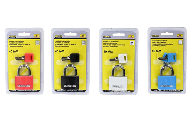Stahlex Aluminium Hangslot – 40 mm – Gekleurde Mix – 2 Sleutels